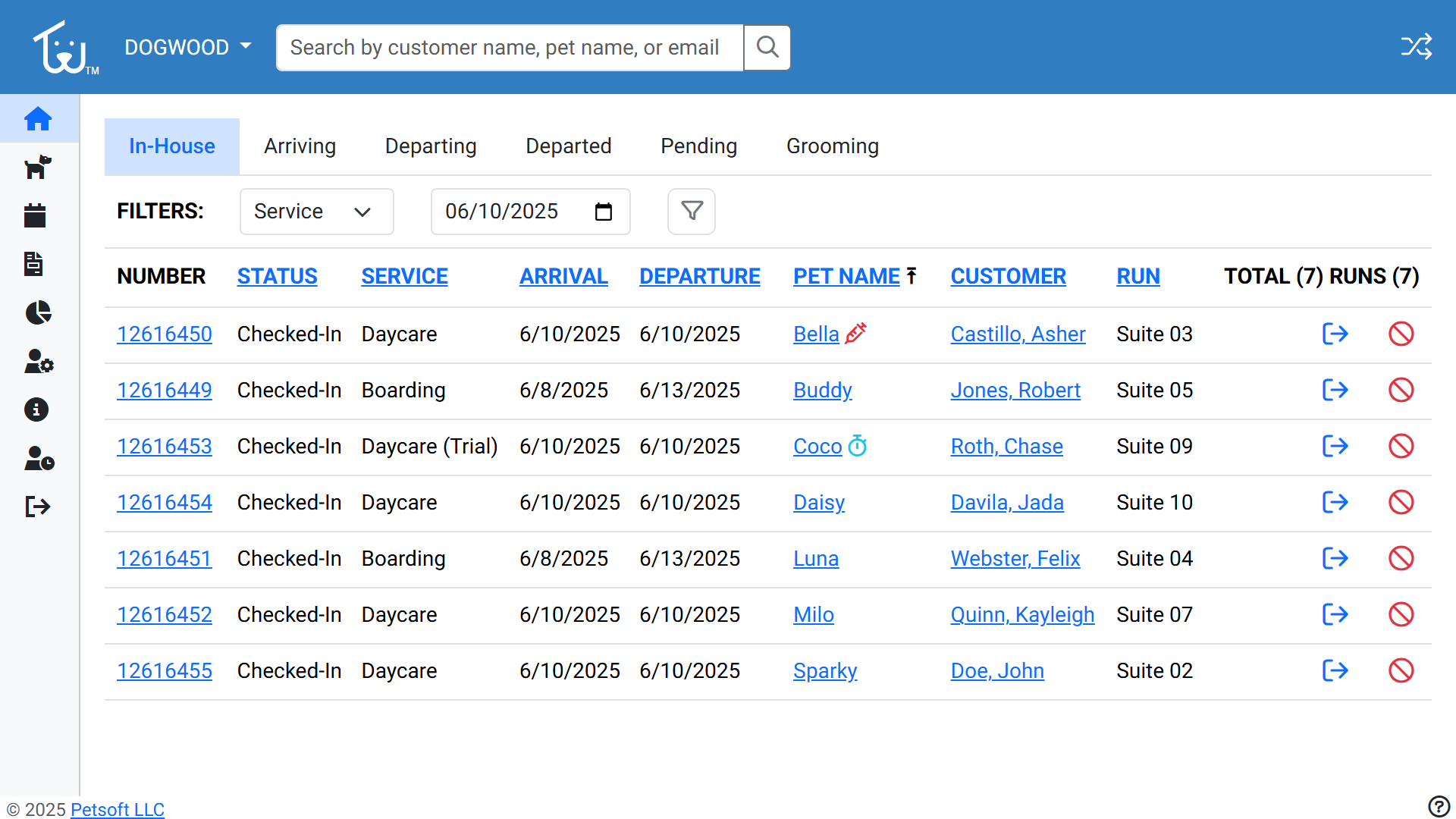 Preview of the Petsoft Reservation Dashboard